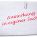 Eine kurze Anmerkung in eigener Sache: